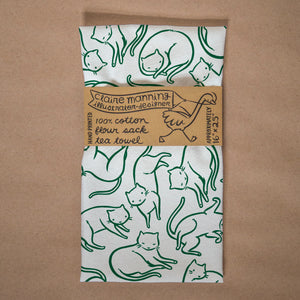 Floating Cats Flour Sack Tea Towel