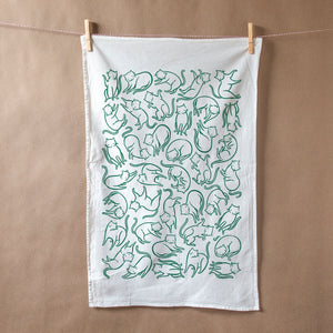 Floating Cats Flour Sack Tea Towel