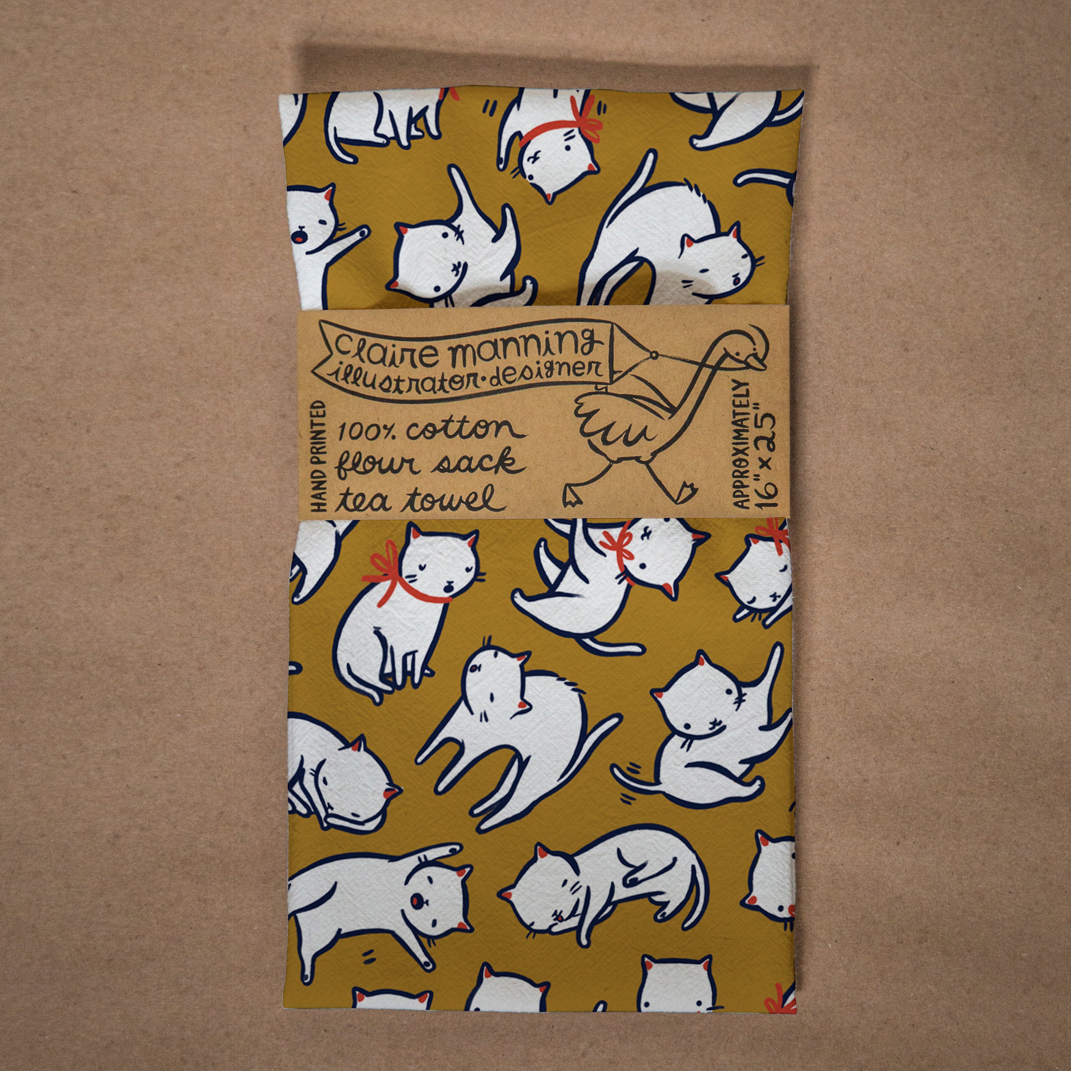 Floating Kittens Flour Sack Tea Towel