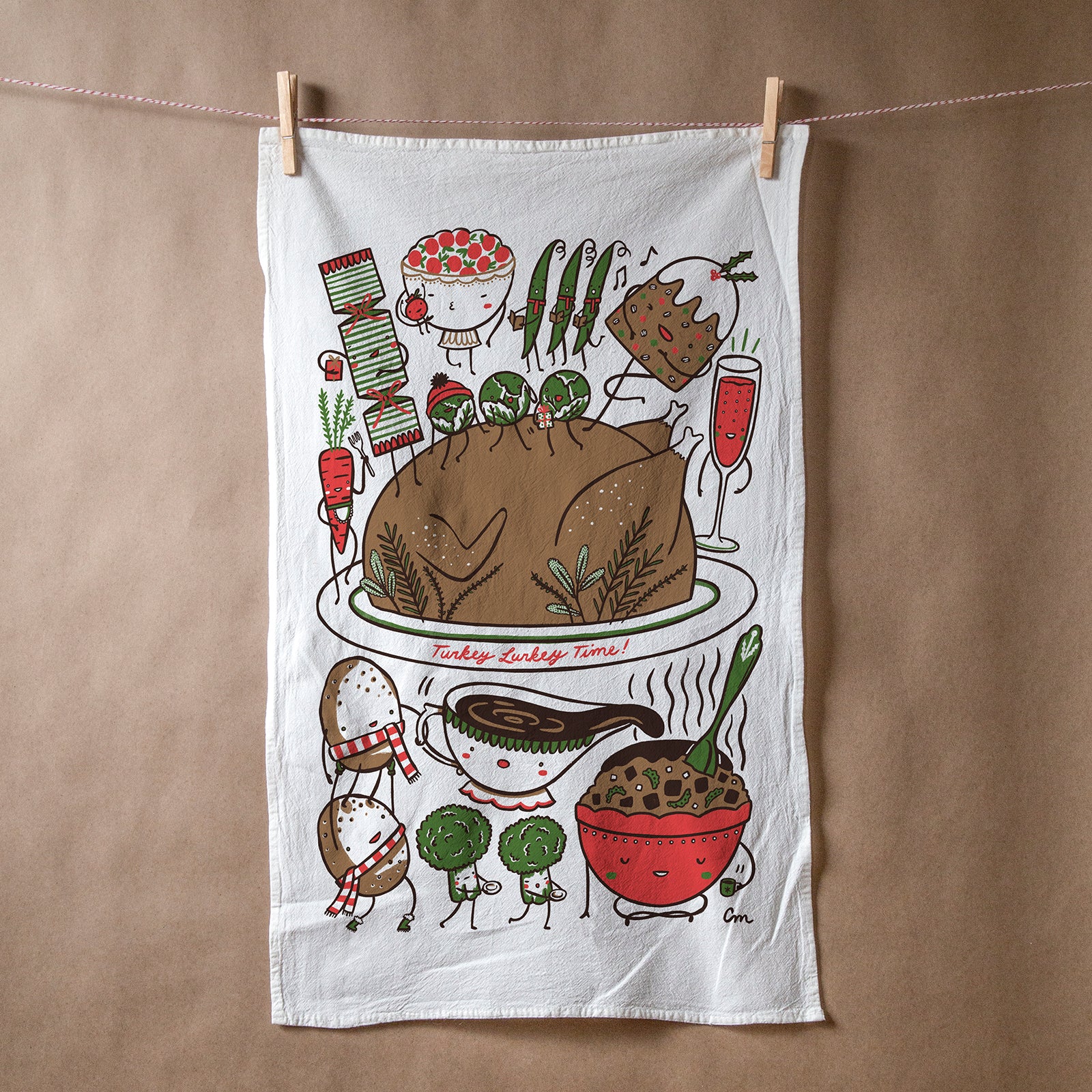 "Turkey Lurkey Time" Holiday Flour Sack Tea Towel