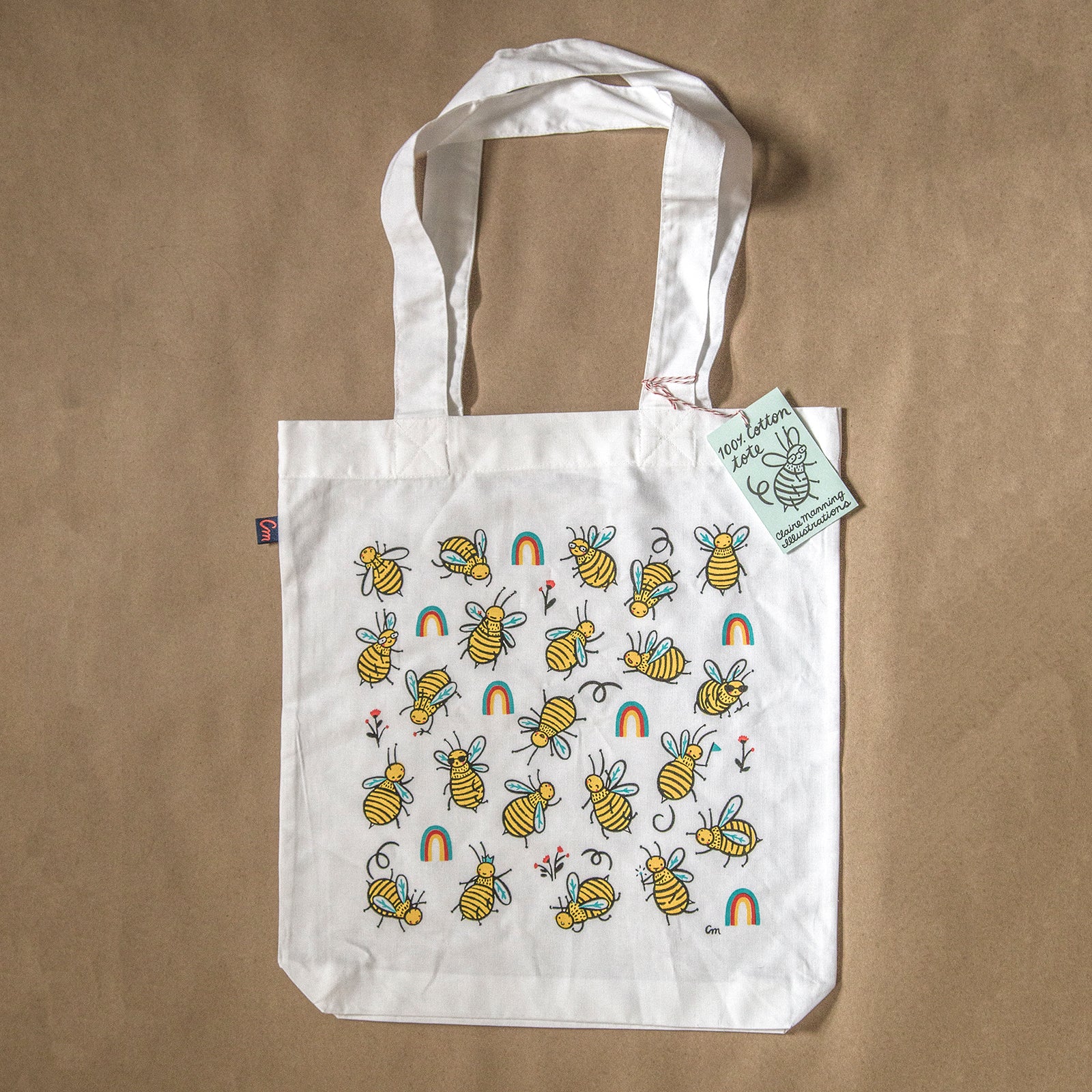 Rainbow Bee Tote Bag